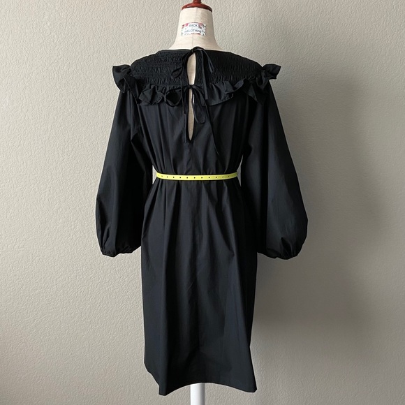 H&M Cotton Puff-sleeved Ruffle-trim Dress in Black - Picture 6 of 16